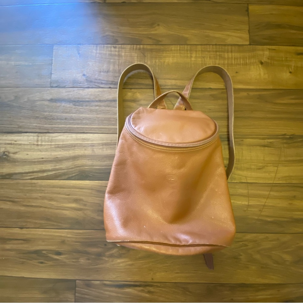 Vintage Longchamp Leather Backpack 14”X12” Gem